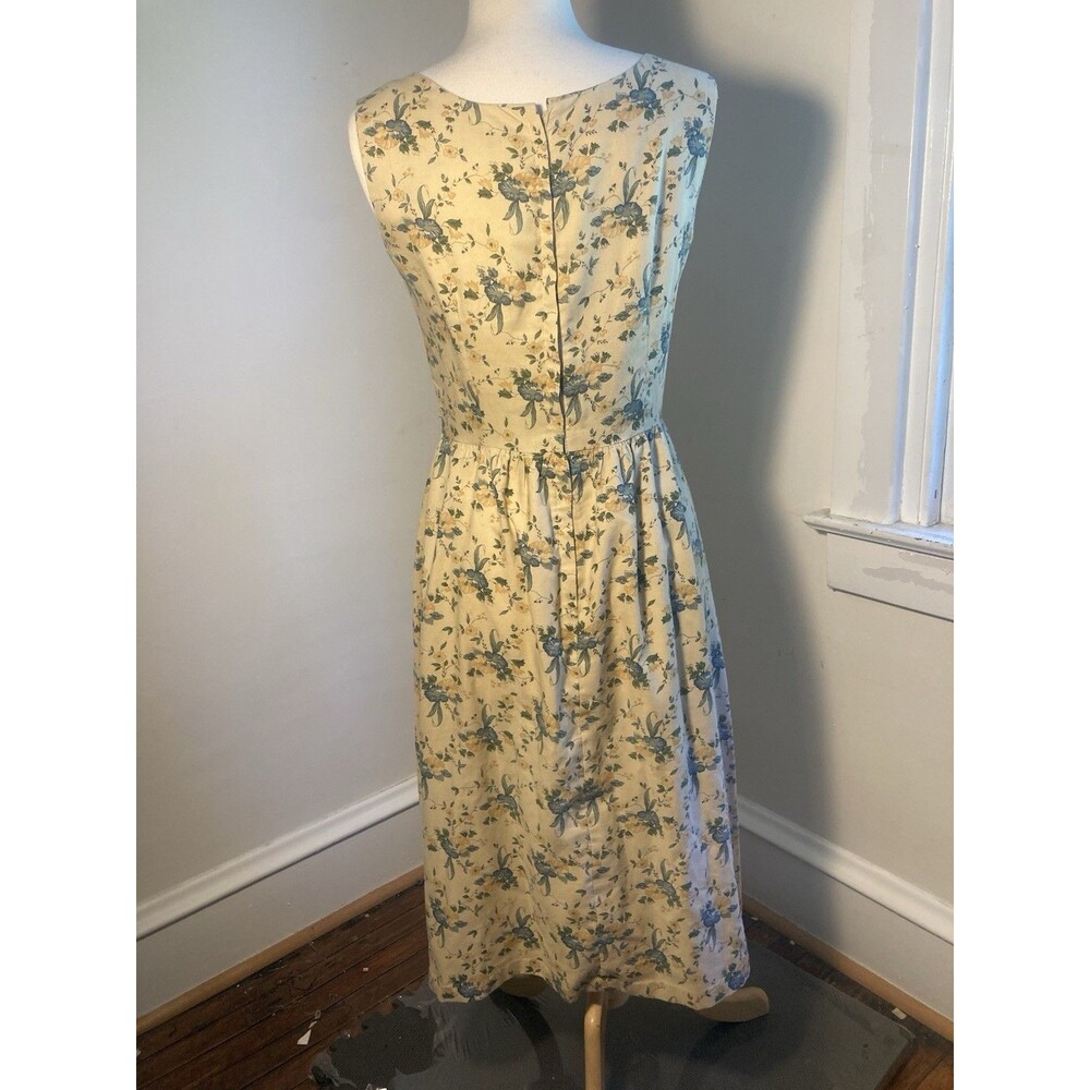 Antique Vintage 1930s / 40s Beige Printed Floral Cotton Dress Prairie Cottage - Picture 3 of 12